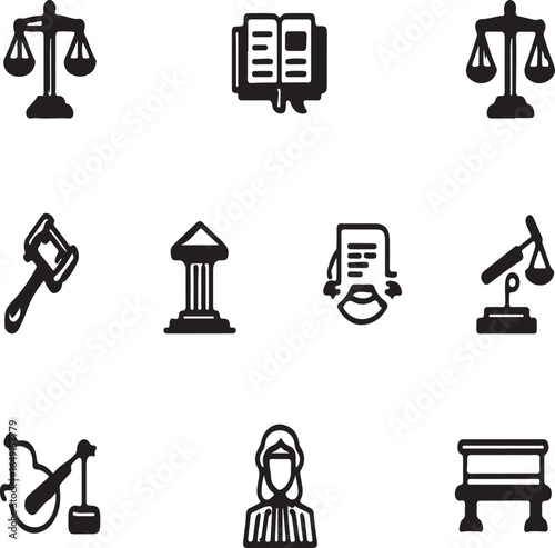 Justice and law icons set vector illustration collection