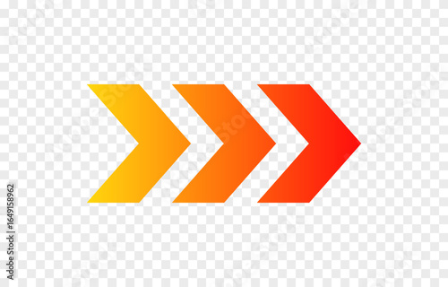 Vector color dynamic arrow png. Accelerating arrow representing dynamism and speed.