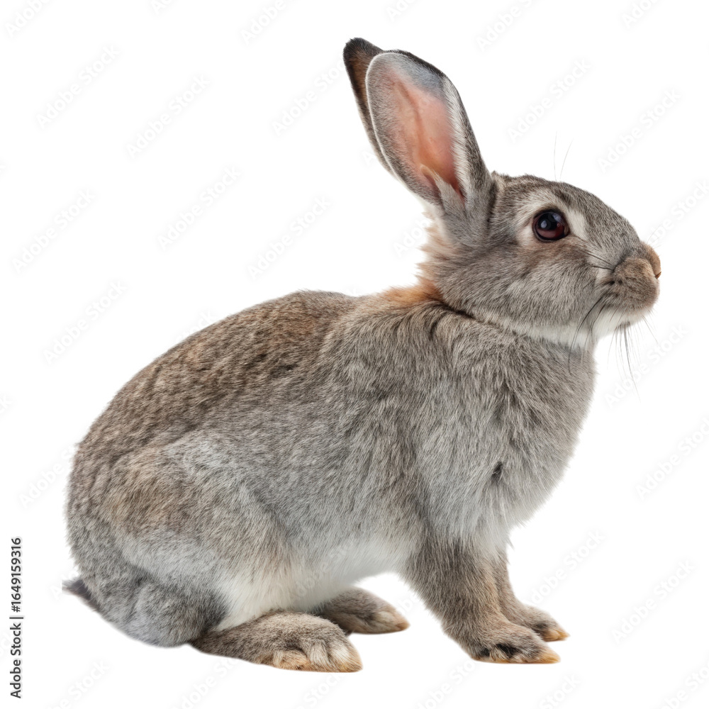 Fototapeta premium Grey rabbit isolated against a white background