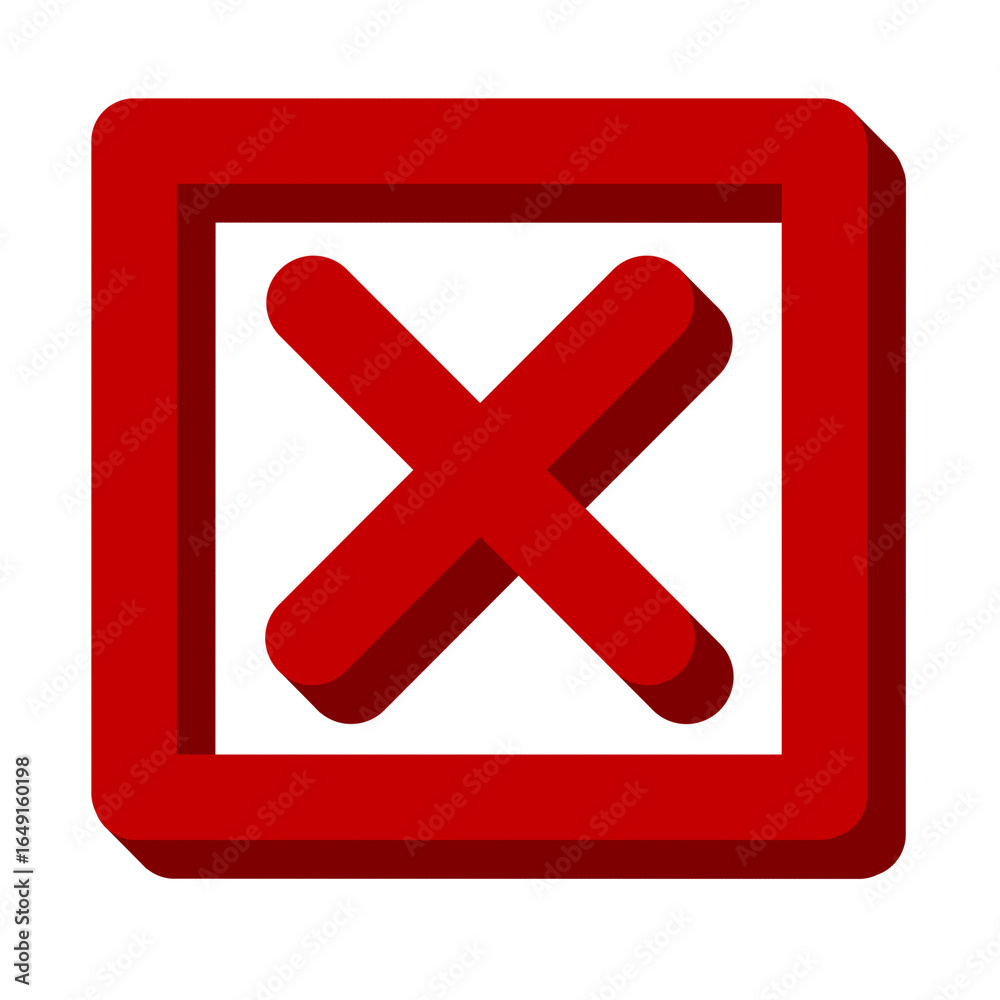 Obraz premium Red cross box tick icon symbol sign button on transparent background. Checkmark PNG