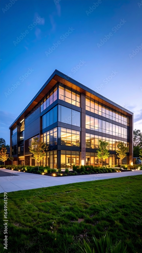 Obraz premium Modern office building at twilight (1)