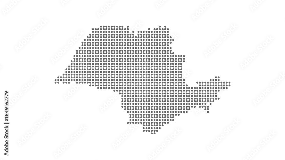 Map of Sao Paulo State in Brazil with motion and dots style on a white background Map of Sao Paulo State in Brazil with motion and dots style on a white background