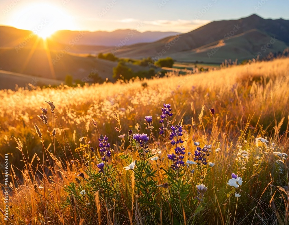 Naklejka premium Golden Prairie at Sunset