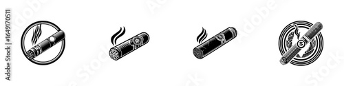 Cigar illustrations showcasing different styles and smoking preferences in a minimalist design