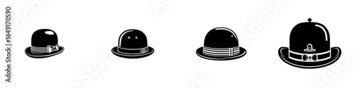 Various styles of hats displayed in a row highlighting unique designs and shapes