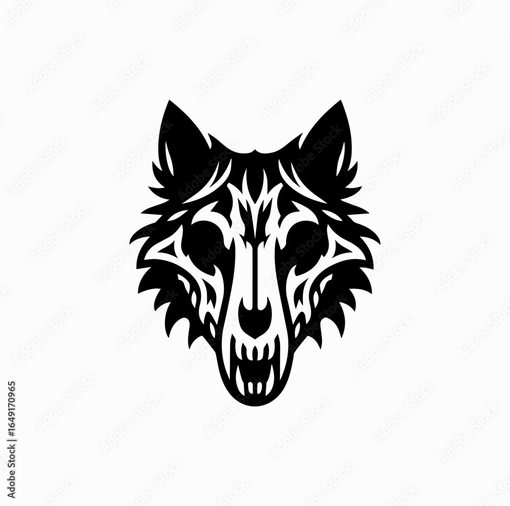 Fototapeta premium Wolf Skull Silhouette – Dark Gothic Death Metal Icon