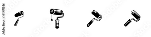 Different types of paint rollers displayed on a clean white background for painting projects and home improvement