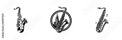 Unique saxophone illustrations showcasing creativity and musicality in a stylish design