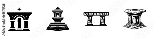 Various ancient architectural designs illustrating cultural heritage and historical significance in timeless stone structures