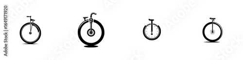 Unique collection of bicycles and unicycles showcasing various designs and styles in a creative arrangement