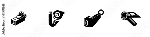 Tools used in crafting and construction displayed on a clean background in a minimalist design
