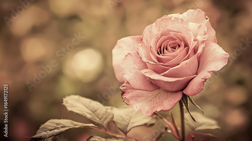 A rose with a pink color is the main focus of the image