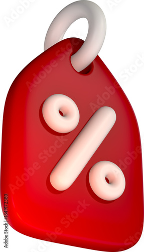 Red discount tag with percentage symbol for sales and promotions