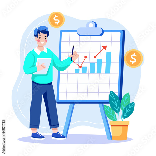 A flat style illustration representing budget planning