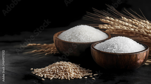 Wheat and rice harvest concept illustration