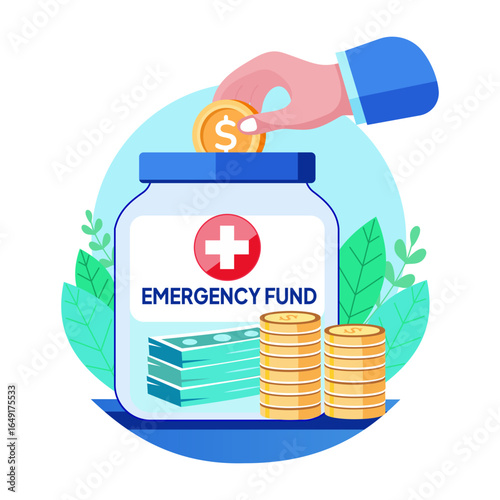 A flat style illustration representing emergency fund