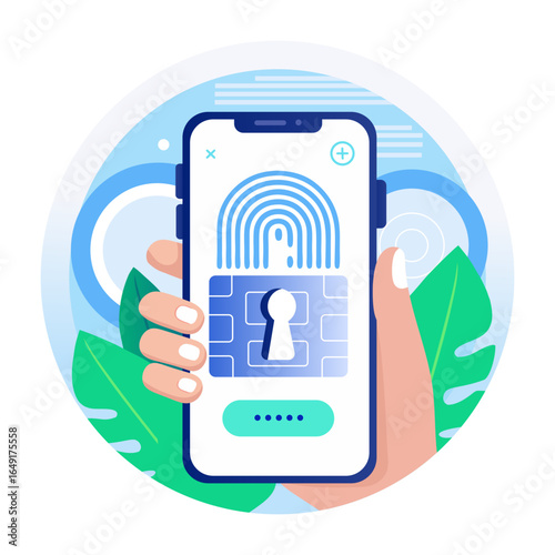 A flat style illustration showing secure access