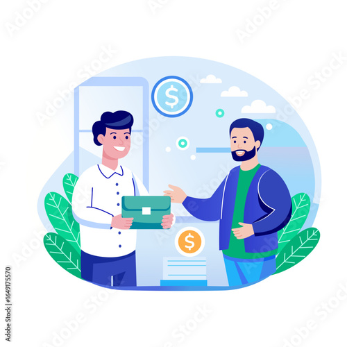 A flat style illustration depicting bookkeeper