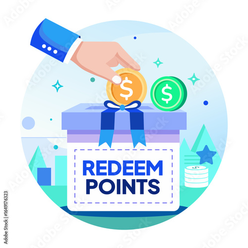 A flat style illustration depicting redeem points