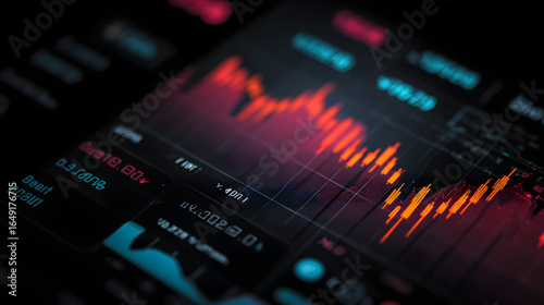 Decline in the Market: Captivating image of a fluctuating financial chart, highlighting market volatility and depicting the ups and downs of the economy in striking detail.