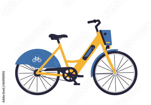 Yellow and Blue Bicycle Illustration with Visible Chain and Spokes.