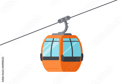 Orange Cable Car with Windows on a Cable.