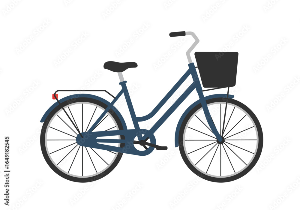 Blue Bicycle with Basket Commuter Bike Illustration. Blue Bicycle with Basket Commuter Bike Illustration.