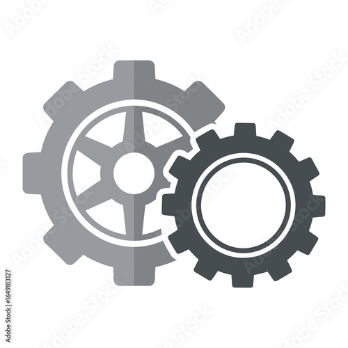 Interlocking Gears: Two meshing gears, rendered in a clean, modern style, symbolize the intricate mechanics of industry and innovation, highlighting the beauty of precision engineering.