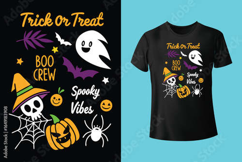 The boo crew svg, Retro halloween svg, Happy halloween vector illustration, pumpkin, witch, spooky, ghost Typograph t shirt design, funny halloween t-shirt quotes Bundle, Cut File Cricut, Silhouette