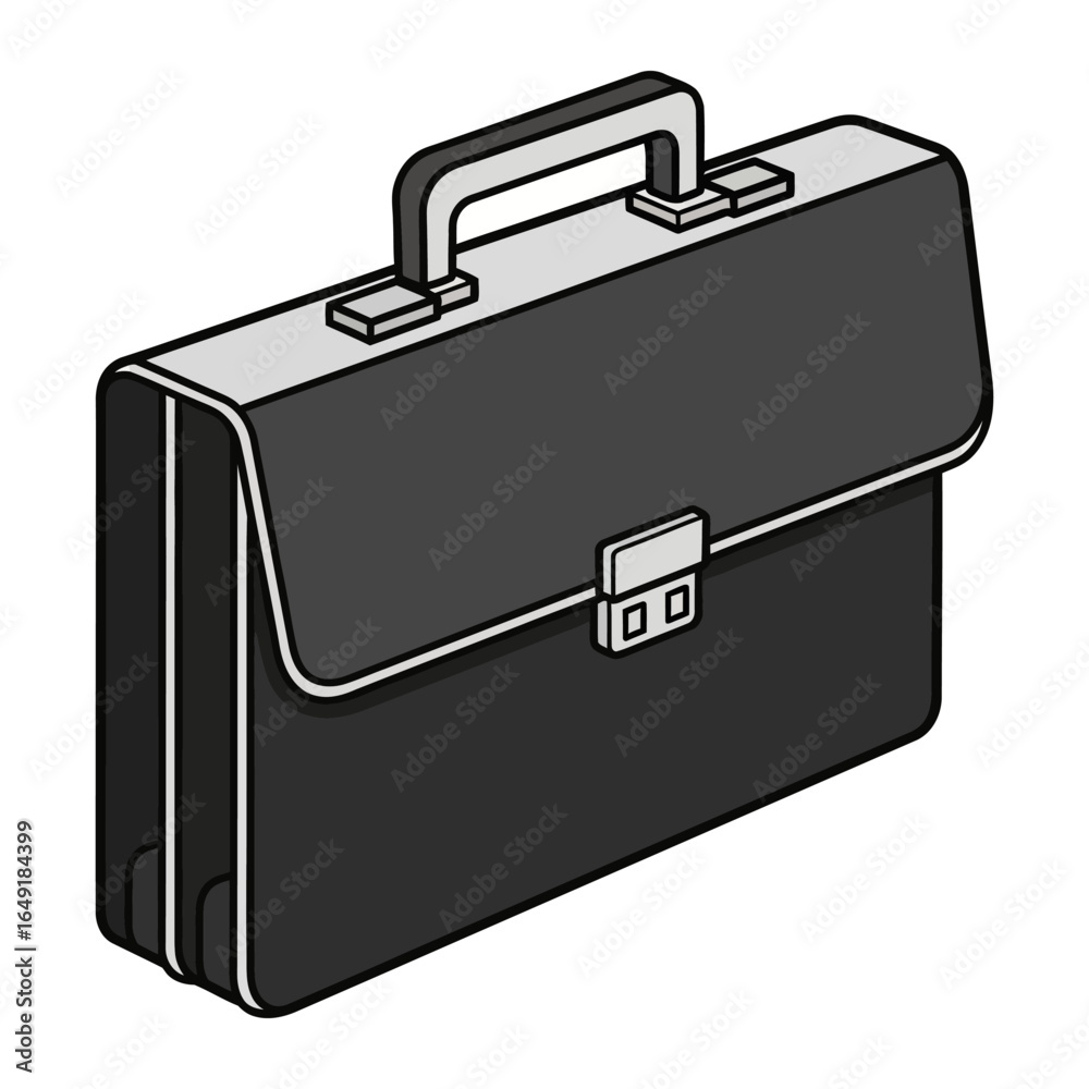 Business Briefcase in Isometric View: A sturdy business briefcase is viewed in an isometric perspective, featuring its handle, clasp, and overall form, conveying professionalism and readiness. Business Briefcase in Isometric View: A sturdy business briefcase is viewed in an isometric perspective, featuring its handle, clasp, and overall form, conveying professionalism and readiness.