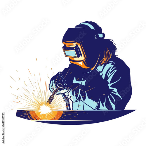 Welder at Work: Witness the precision and artistry of a welder, their focus unwavering as they create intricate designs with sparks flying, a testament to skill and craftsmanship.