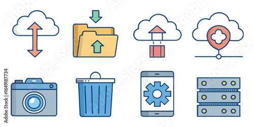 Cloud Computing Icons — Modern Storage, Security, Networking, Servers & DevOps Symbols