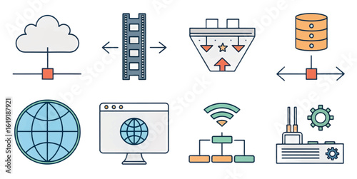 Cloud Computing Icons — Modern Storage, Security, Networking, Servers & DevOps Symbols