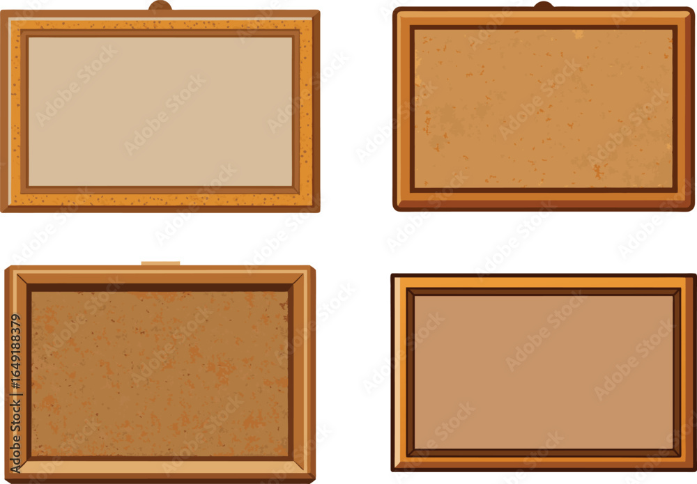 Fototapeta premium Four Framed Bulletin Boards Displaying Different Background and Frame Designs