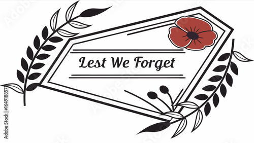 Lest we forget remembrance day poppy flower memorial day tribute for veterans and fallen soldiers design
