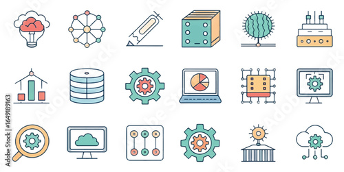 Cloud Computing Icons — Modern Storage, Security, Networking, Servers & DevOps Symbols