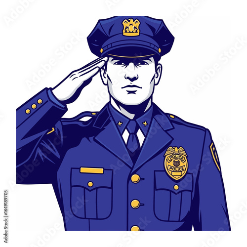 Honoring Duty: A Strong Officer Saluting with Respect and Authority, dressed in a crisp uniform, embodying the essence of service and dedication to their community.