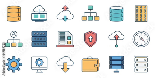 Cloud Computing Icons — Modern Storage, Security, Networking, Servers & DevOps Symbols