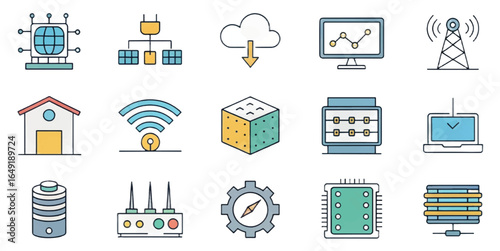 Cloud Computing Icons — Modern Storage, Security, Networking, Servers & DevOps Symbols