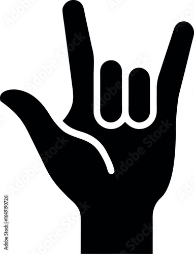 I Love You Hand Sign Language Vector Silhouette in Black and White