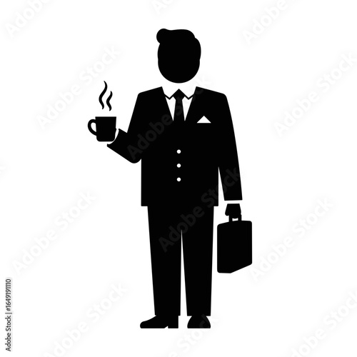 Businessman holding coffee cup while standing with briefcase