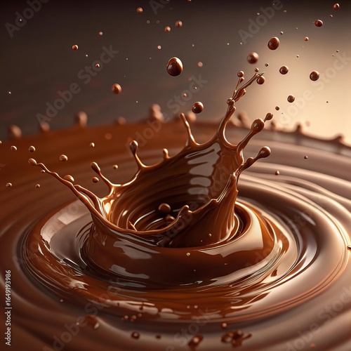 Mesmerizing Liquid Chocolate Swirls – Photorealistic Mid-Air Suspensions on White Background