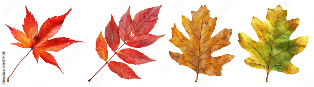 PNG Colorful autumn leaves illustration, element set on transparent background PNG Colorful autumn leaves illustration, element set on transparent background