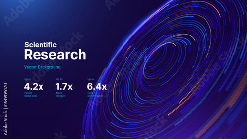 Cyber Big Data Flow Particles Tech Business or Science Background. Medical Research or Tech Innovation Online Webinar Presentation Event. Conference or Forum Vector Illustration Backdrop.