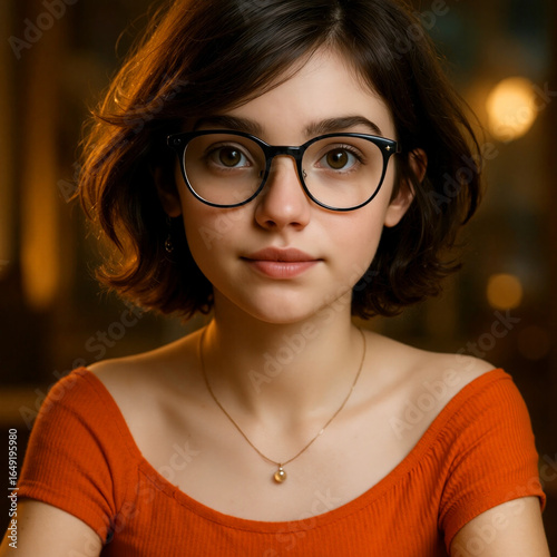 A portrait of a youthful character set against a serene1