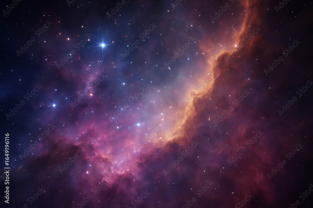 Fototapeta premium Vibrant Nebula and Galaxies in Deep Space Background