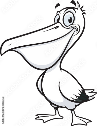 Black and White Pelican Vector Illustration