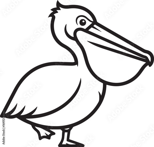 Black and White Pelican Vector Illustration