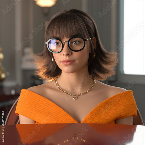 A portrait of a youthful character set against a serene1