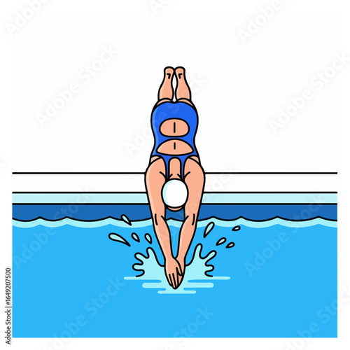 Person in blue swimsuit diving into blue water with splashes swimmer swimming pool